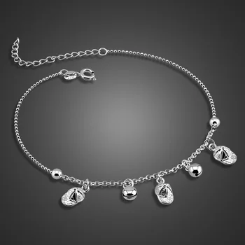 

Women Fashion 100% 925 Sterling silver Hat bell Ankle Leg Bracelet Foot Summer Beach Barefoot Sandal Sankle on the leg Jewelry