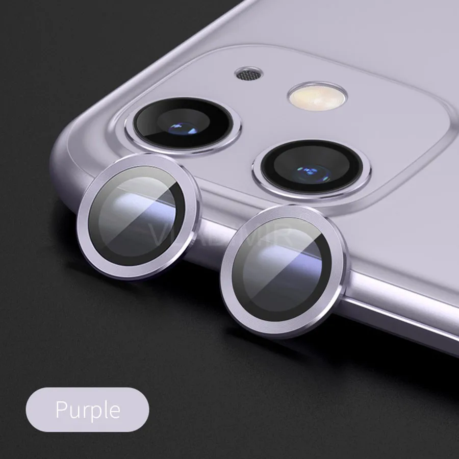 3D полное покрытие объектива камеры защитный чехол для экрана IPhone 11 Pro Max камера защитное закаленное стекло+ защитное металлическое кольцо - Цвет: Purple