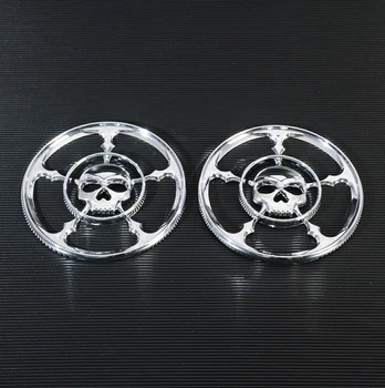 

Chrome Skull Speaker Trim Grill Cover For Harley Touring Electra Street Glide1996-2013