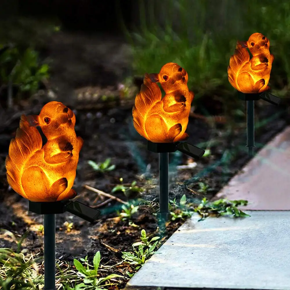 Solar Power LED Squirrel Bear Lawn Light Outdoor Waterproof Yard Landscape Lamp 