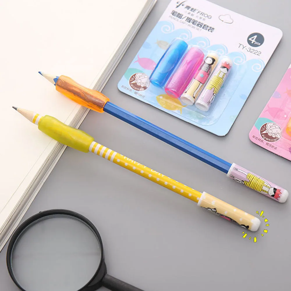 1 комплект Ручка насадка на карандаш с крышкой специально для левой руки также для правой руки детский для детской школы канцелярские принадлежности Мягкий силиконовый ручной работы