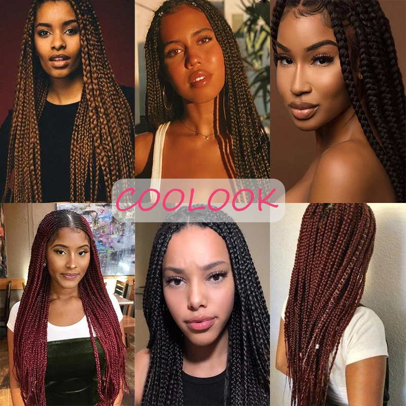 Perucas para Afro Dianteira do Laço Sintético com Cabelo do Corpo Resistente ao Calor Brown Trançado Feminino Ombre Peruca Fibra 4x4lace Caixa Tranças 18'brown 5 High Quality Apliques e perucas