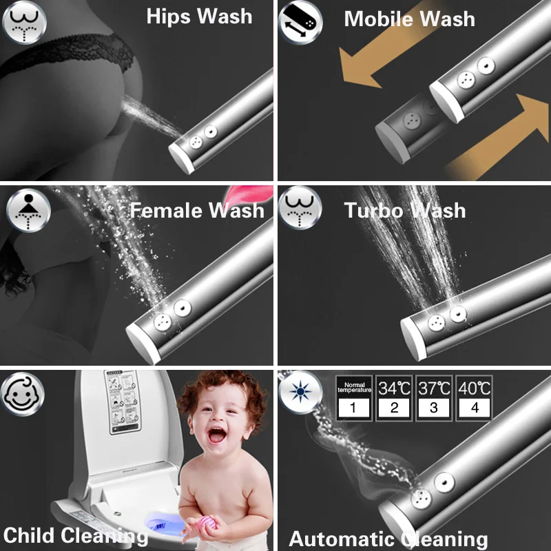 KOHEEL New Intelligent Toilet Seat Gold Silver Side Panel Control Electric Bidet Smart Bidet Heatin