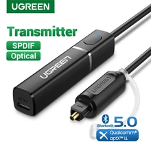 Ugreen-transmisor Bluetooth aptX 5,0 LL, adaptador óptico Aux SPDIF, transmisor inalámbrico para TV, auriculares, PC, PS4, música, 3,5mm