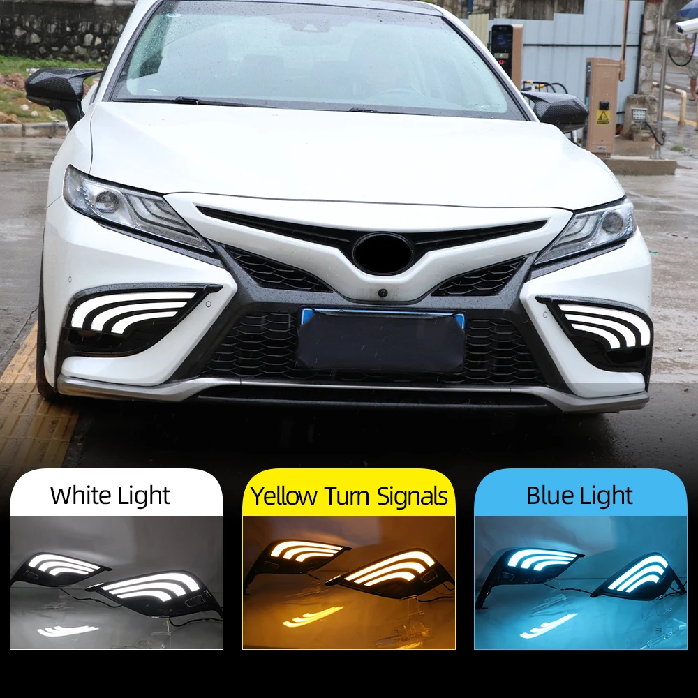 2PCS LED Daytime Running Light For Toyota Camry 2021 2022 Dynamic Turn  Signal Relay Car LED DRL Day Light Fog lamp