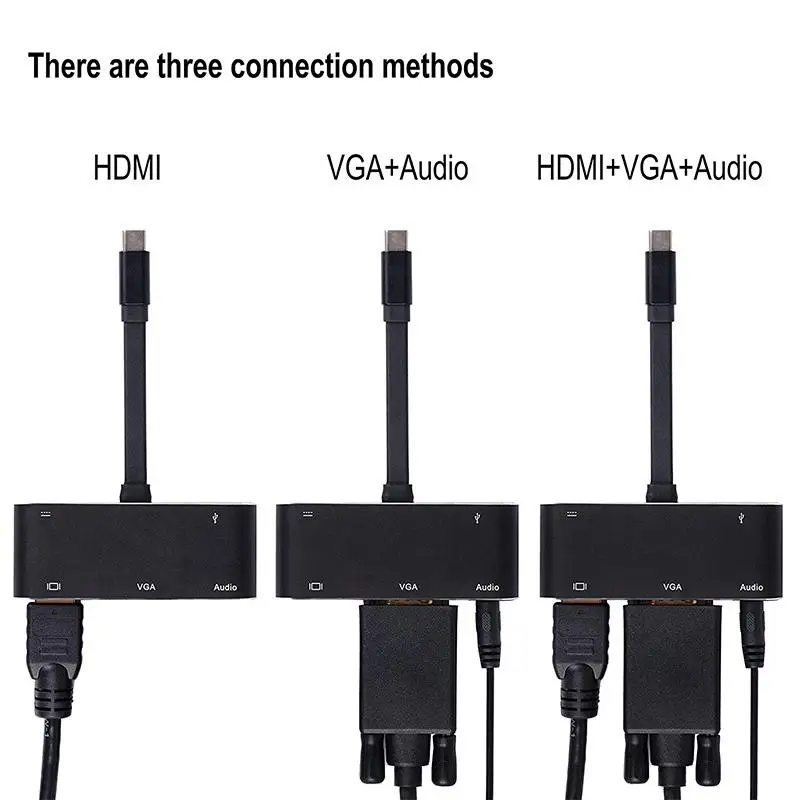 USB C к HDMI адаптер 4K 5 в 1 тип-c к HDMI/VGA/аудио/USB 3,0 порт+ USB C женский порт(PD) конвертер для MacBook Pro/samsung