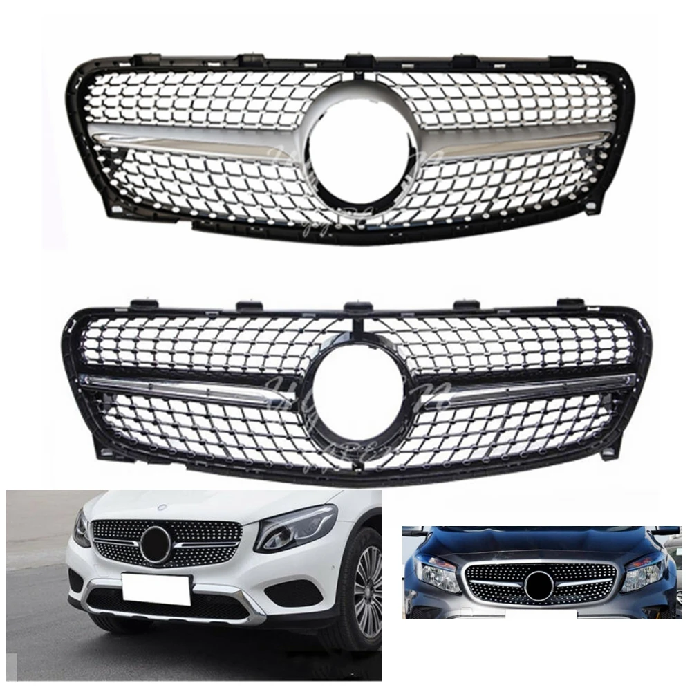 Front Grill For Mercedes Benz X156 GLA Class AMG Style GLA 220 250 45 2017-2018 Silver & Black Diamond Look Front Grill For Mercedes Benz X156 GLA Class AMG Style GLA 220 250 45 2017-2018 Silver & Black Diamond Look