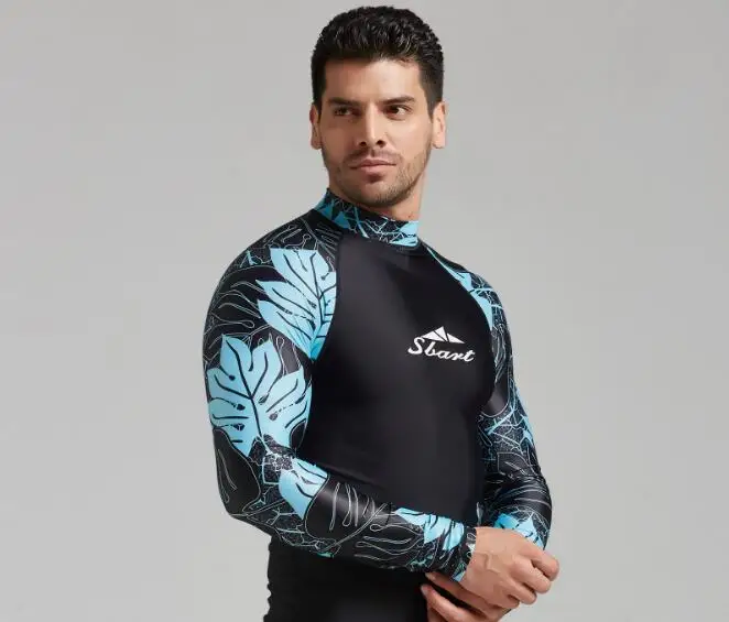 Sbart мужской длинный рукав UPF 50+ Baselayer скины Производительность Fit облегающий спортивный топ черный большой размер