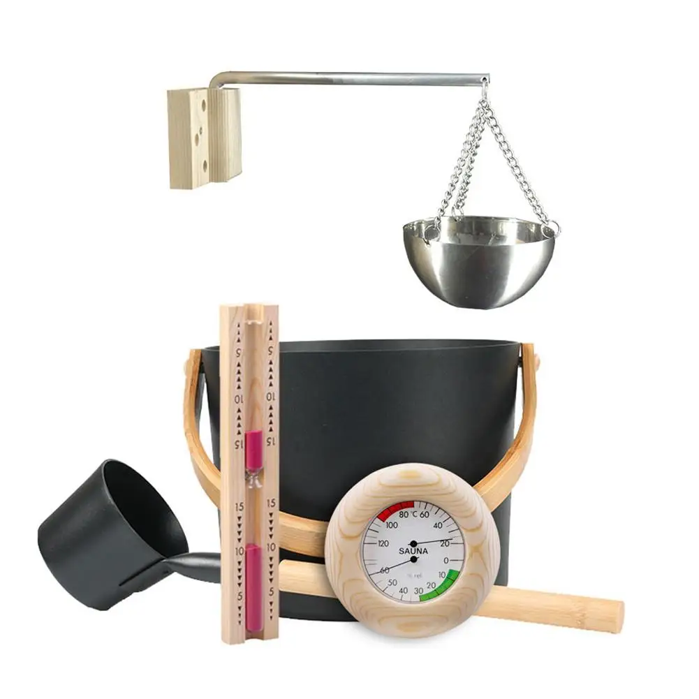 7л роскошный финский набор ведерков для сауны с длинной ручкой ложка песочные часы термометр/гигрометр сауна Ароматерапия масло чашки комплект
