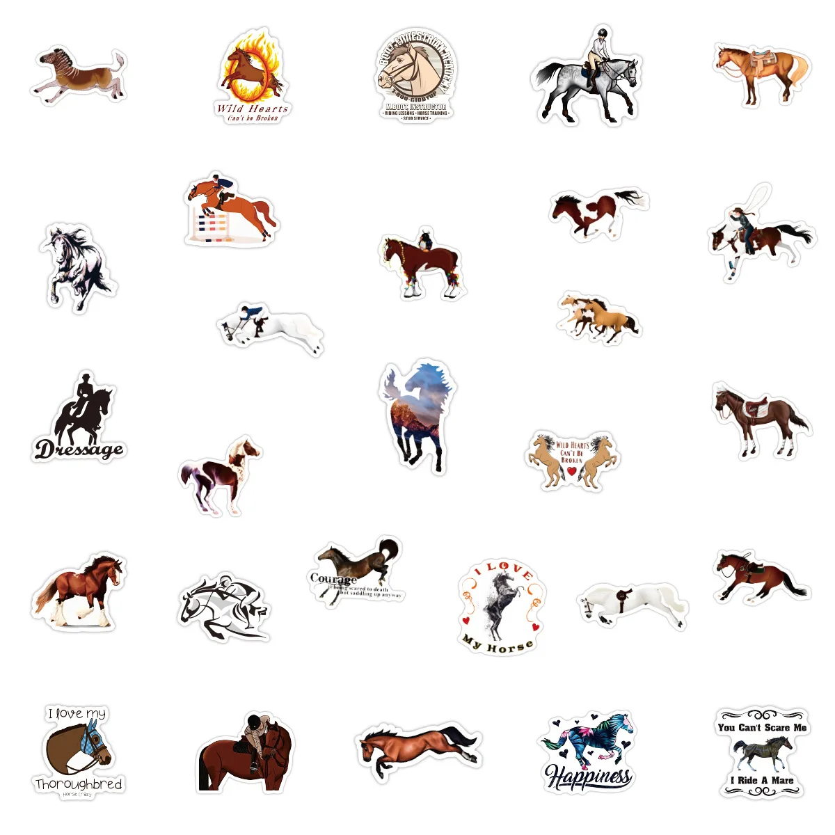 10/50/100pcs Cartoon Animal Horse Equestrian Show Graffiti Stickers Laptop Guitar Computer Phone Waterproof Sticker Kid Toy
