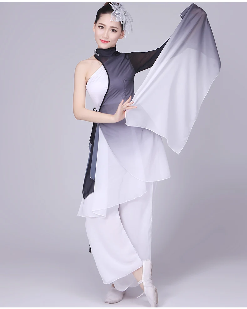 Новинка 2019 года Женские Длинные воды одежда с длинным рукавом блёстки классический китайский танец девушка dunhuang летающие танцевальные
