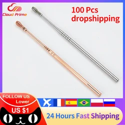 wholesale dropshipping 100Pcs Stainless Steel Spiral Ear Pick Spoon Ear Wax Removal Cleaner Ear Tool Multi-function Portable