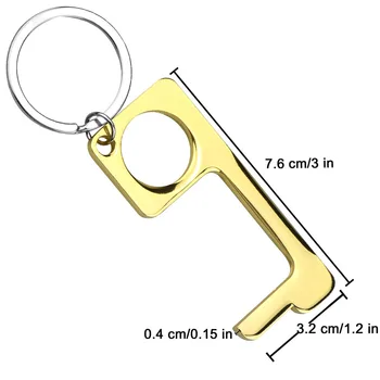 

Contactless Portable Press Elevator Tool Hygiene Hand Antimicrobial Alloy Door Handle Key Metal Portable Door Opener