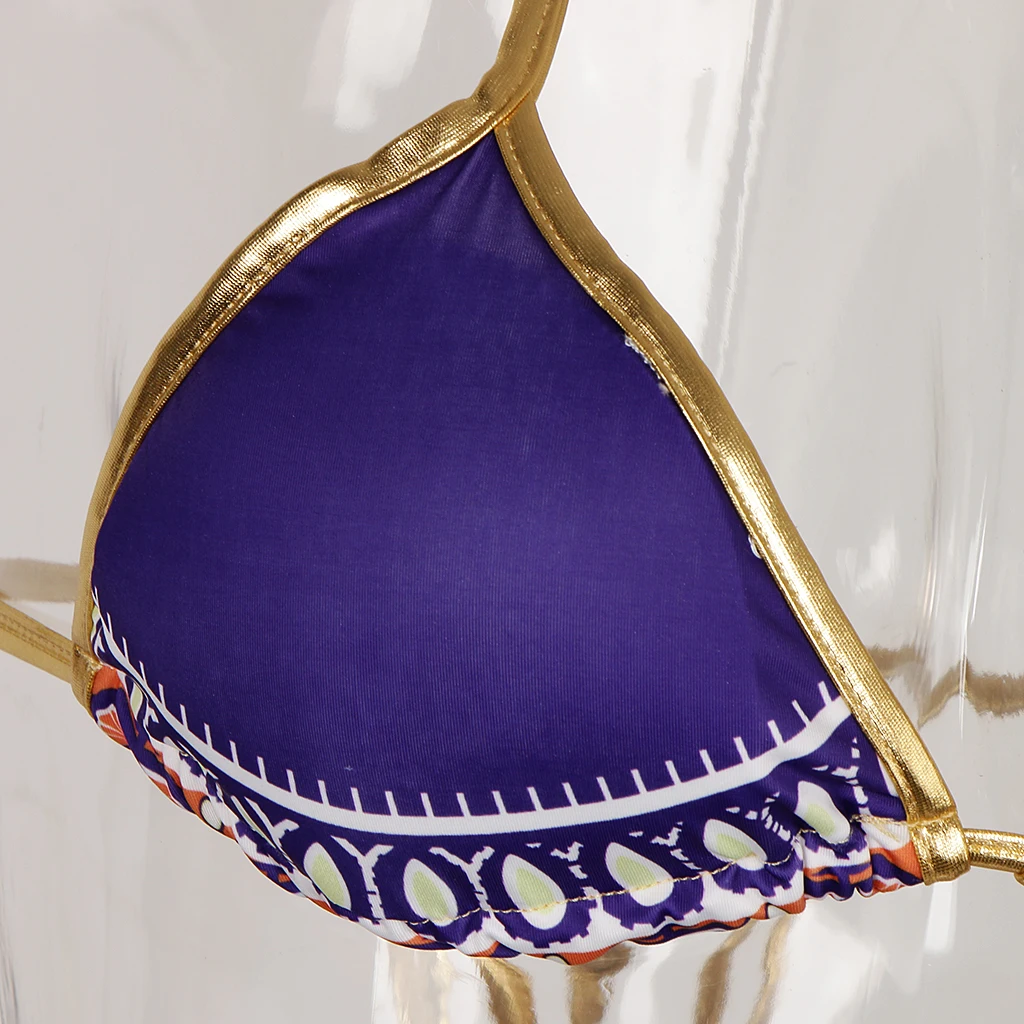 Vintage African Tribal Prints Bikini Swimsuit Bandage Swimwear Blue S Set of sexy swimsuit for women