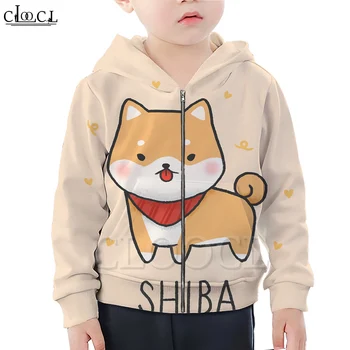 

CLOOCL Family Fitted Cute Cartoon Shiba Inu Zipper Hoodies Boy Girl 3D Print Children Zipper Hooded Fashion Casual Tops