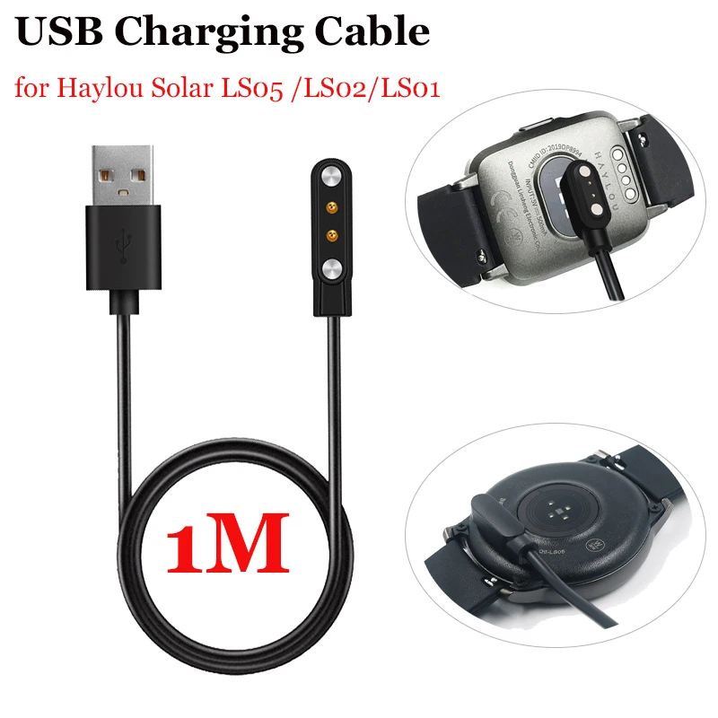 

USB Charging Cable Dock Charger Adapter Magnetic Base Cord Wire Fast Charging for Haylou Solar LS05/ LS02 /LS01 Smart Watch