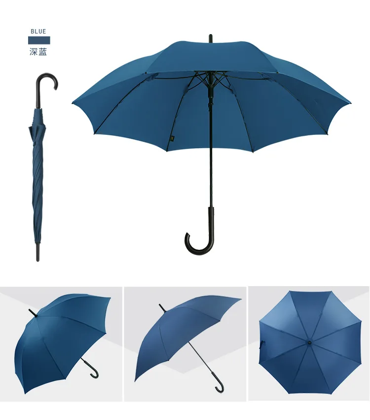 Retro Business Long Handle Umbrella Semi-automatic Straight Pole Umbrella New Style Men And Women Double Universal Eight Bone Al
