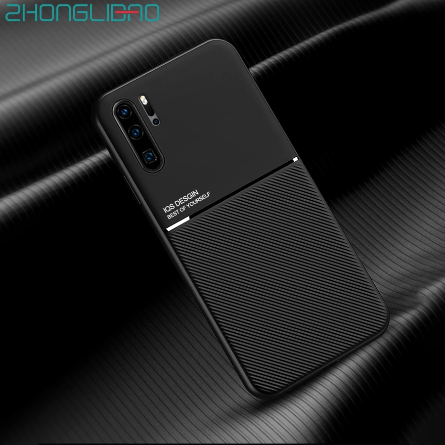 

Ultra Thin Moire Soft TPU Case for Huawei V30 P30 P20 P10 Mate 20 30 10 8 Lite Nova 6 Se 5 5i Pro Built-in Car Magnet Back Cove