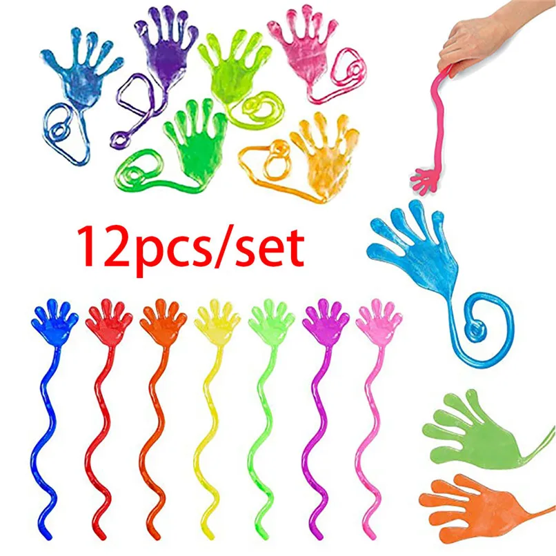 10 Pcs Kids Funny Sticky Hands toy Palm Elastic Sticky Squishy Slap Palm Toy kids Novelty Gift Party Favors supplies #30N27 (1)