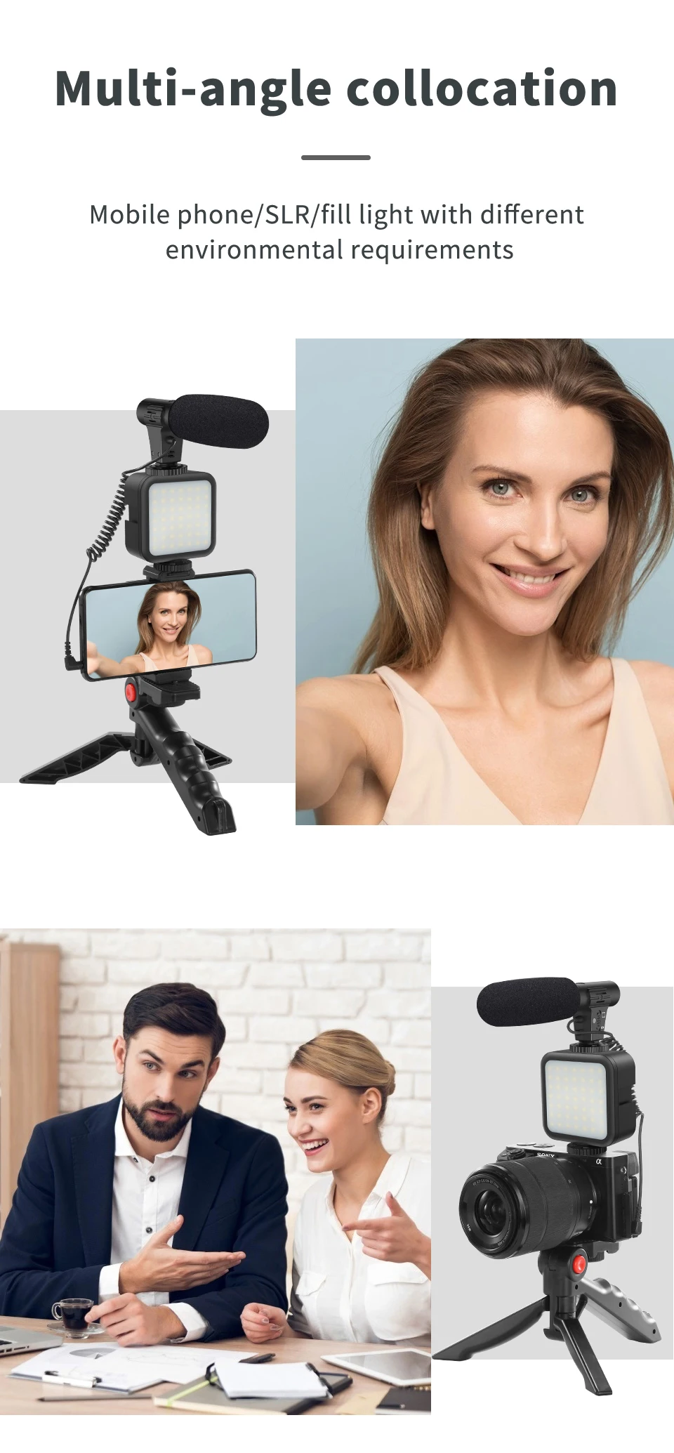 Jumpflash DSLR SLR Phone Vlog Tripod Vlogging Kits Live Selfie Fill Light Integration with Remote Control Microphone LED Light