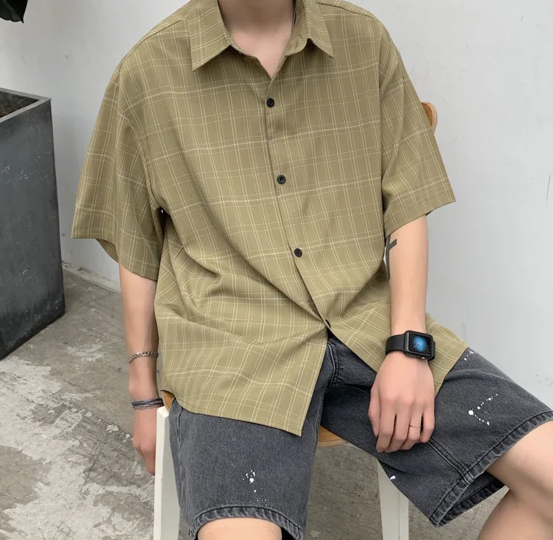 

2020 Summer New Youth Popular Loose Striped Wild Short Sleeve Shirt Fashion Casual Wild Top Black / White / Green M-2XL