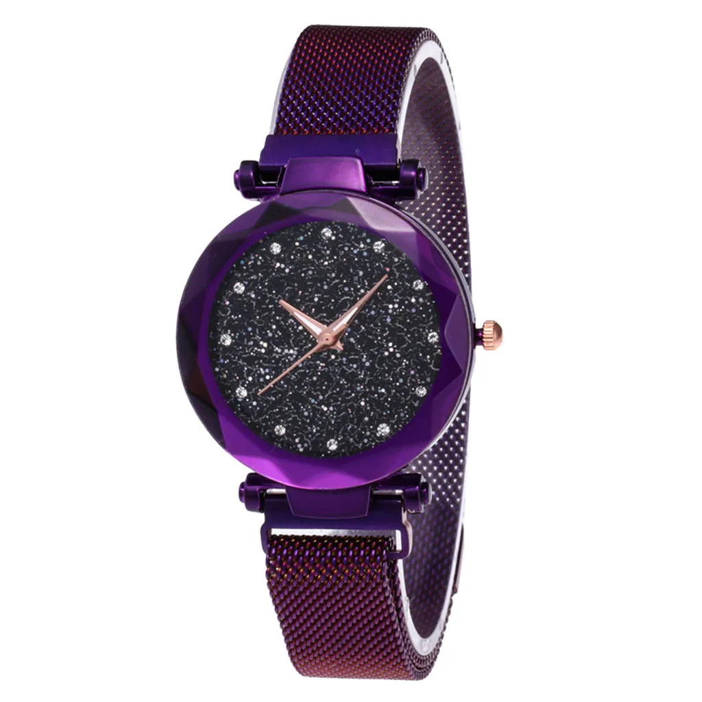 Роскошный бренд, модные женские часы, звездное небо, часы для девушек, магнит, камень, Милан, сетчатый ремень, женские часы, Relogio Feminino, подарок - Цвет: E