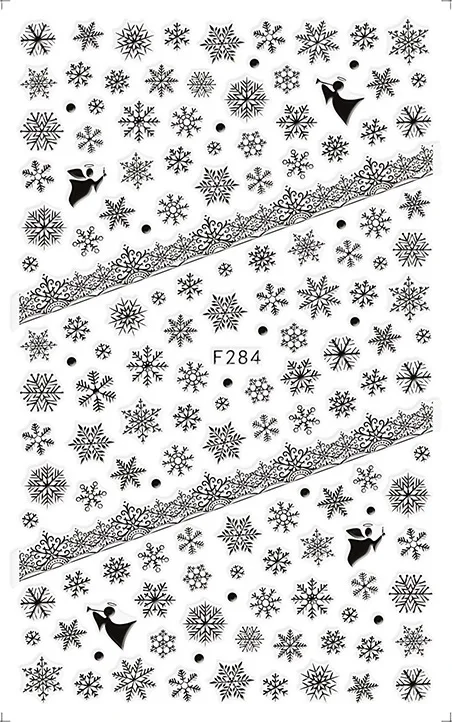 1 лист Рождественская тема наклейки для ногтей милый олень/Снежинка узор для ногтей DIY декоративная наклейка на стену самоклеящаяся - Цвет: F284 Black