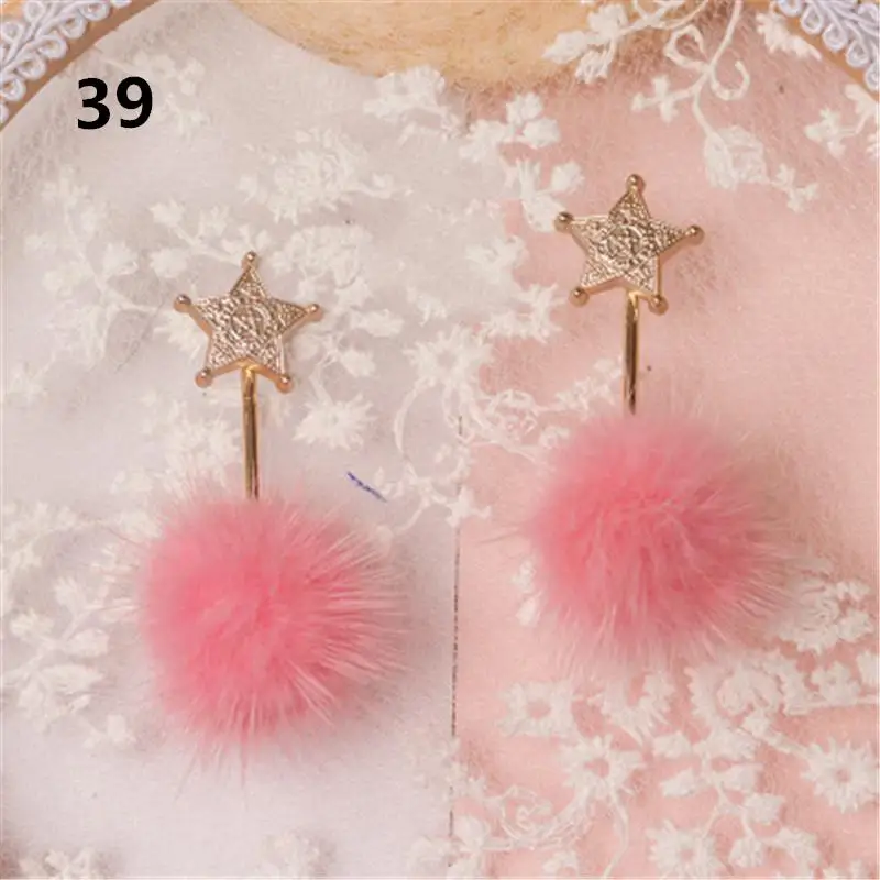 Милые ювелирные изделия в стиле Лолиты; розовые серьги принцессы с сердечками для девочек; японские серьги ручной работы; зимние кавайные серьги-гвоздики ручной работы - Окраска металла: 30