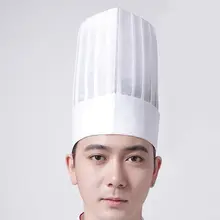 20 шт унисекс одноразовые белые нетканые плиссированные шляпы шеф-повара, круглые шапки F3MD