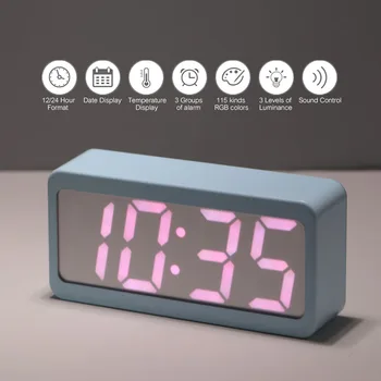 

LED USB Battery Alarm Clock Powered Digital RGB Indoor Thermometer Electronic Desktop Table Clocks best selling 2018 products