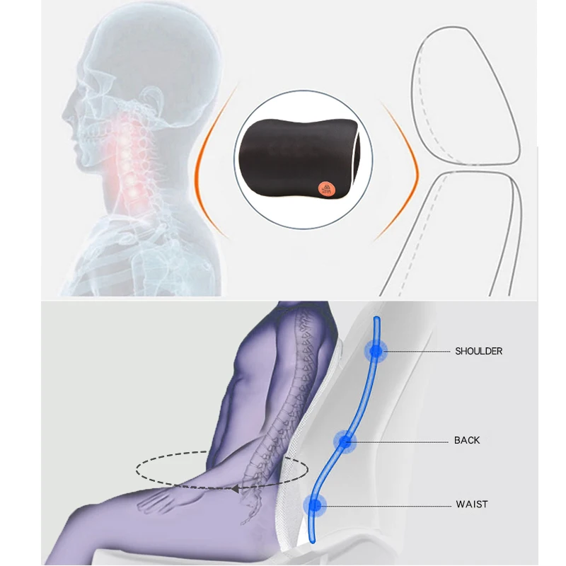 Автомобильная подушка, Автомобильная подушка для спины и поясницы, Комплект подушек для шеи, подголовник для автомобиля, подушка для спины с эффектом памяти, хлопок