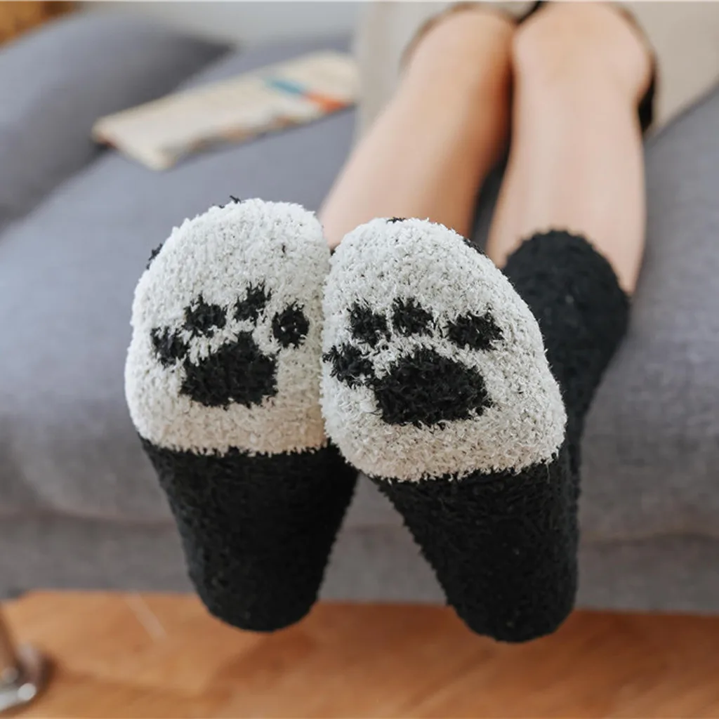 Women Fashion Lovely Cat Claw Coral Thickening Fuzzy Middle stockings Socks ladies suitable socks for you