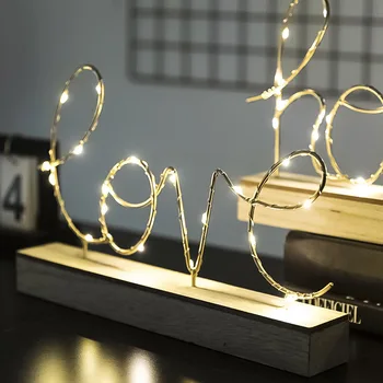 

LED Letters Light Wooden Base Iron Letters Home Decoration Accessories Navidad Christmas Home Decorations