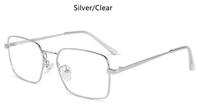 silver clear Винтажные прямоугольные прозрачные очки для женщин, металлическая прозрачная оправа для очков, женские очки для близорукости, оправа для очков, мужские очки - Цвет оправы: silver clear