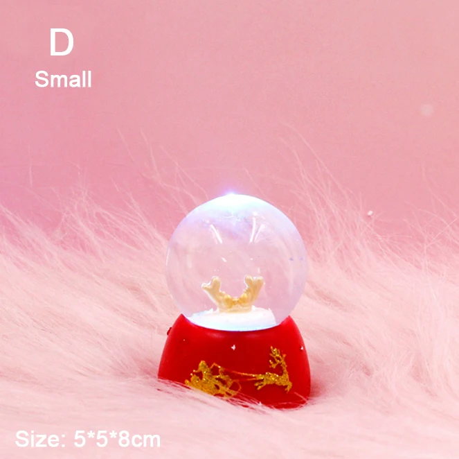 Рождественский хрустальный шар с маленькими снежинками Рождественский год День рождения свадебный подарок Санта снежный шар Примечание: без музыки - Цвет: D  small