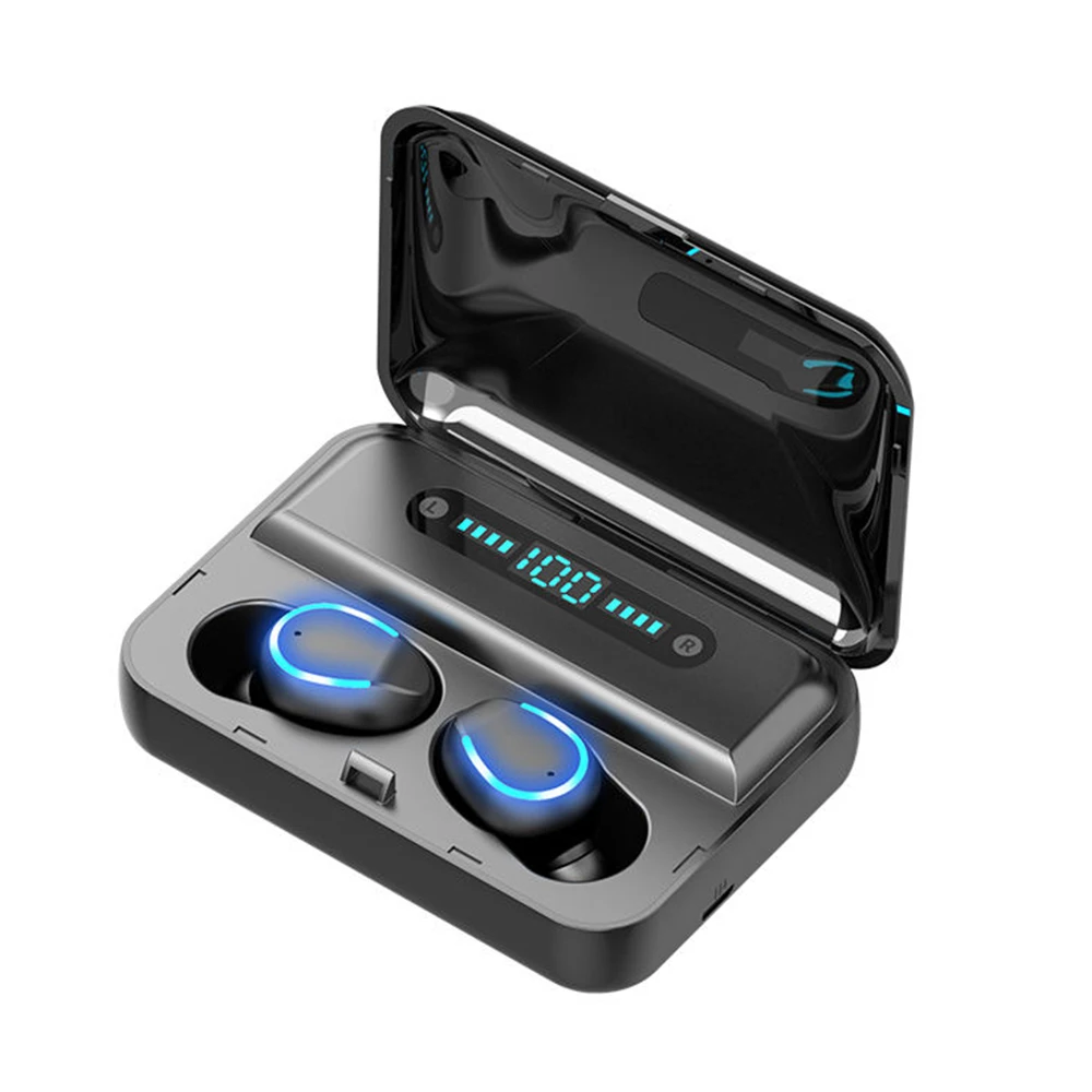 TWS Беспроводные наушники с Bluetooth 5,0, наушники с шумоподавлением, Беспроводная игровая гарнитура, светодиодный дисплей, наушники, 3500 мА/ч, внешний аккумулятор - Цвет: black 3500mAh LED