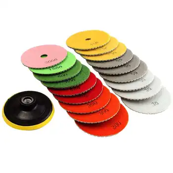 

WSFS Hot 19Pcs 4 Inch Wet/Dry Diamond Polishing Pads For Granite Marble Concrete Stone Polishing Tools
