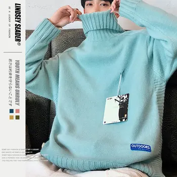 

Women Mens Solid Color Turtleneck Knitted Sweaters Streetwear Harajuku Hip Hop Casual Pullover Knitwear Sweater Fashion Tops