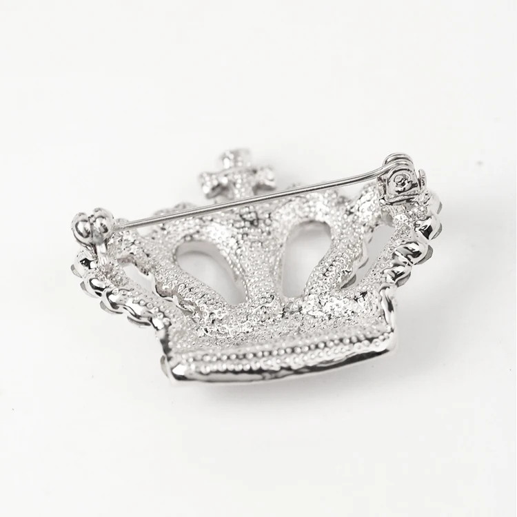 Silver Shiny Crystal Rhinestone Crown Brooch Pin Wedding Favor Xmas Gift