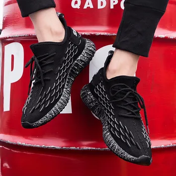 

men Vulcanize shoes Canvas Flying Woven man shoes Mesh Breathable mens Trendy Shoes for men fashion sneakers