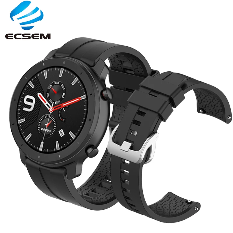 Силиконовый ремешок для Huami amazfit GTR 47 мм huawei GT2 часы сталь Пряжка Браслеты замена Браслет