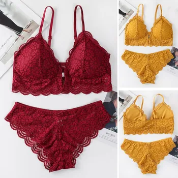 

Lace Lingerie Suits Women Sexy Bras Briefs Sets French Style Underwears Female Front Buckle Seamless Intimates Lenceria Femme