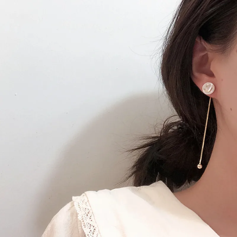 

Smiley Shell Earrings Hypoallergenic Metal Long Dangle Earrings Two Wearing Earrings Fashion Female Earrings Bohemian Jewelry