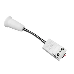Flexible E27 Light Lamp Bulb Adapter Socket Extend Extension Converter Wall Base Holder Screw Socket EU Plug white+silver