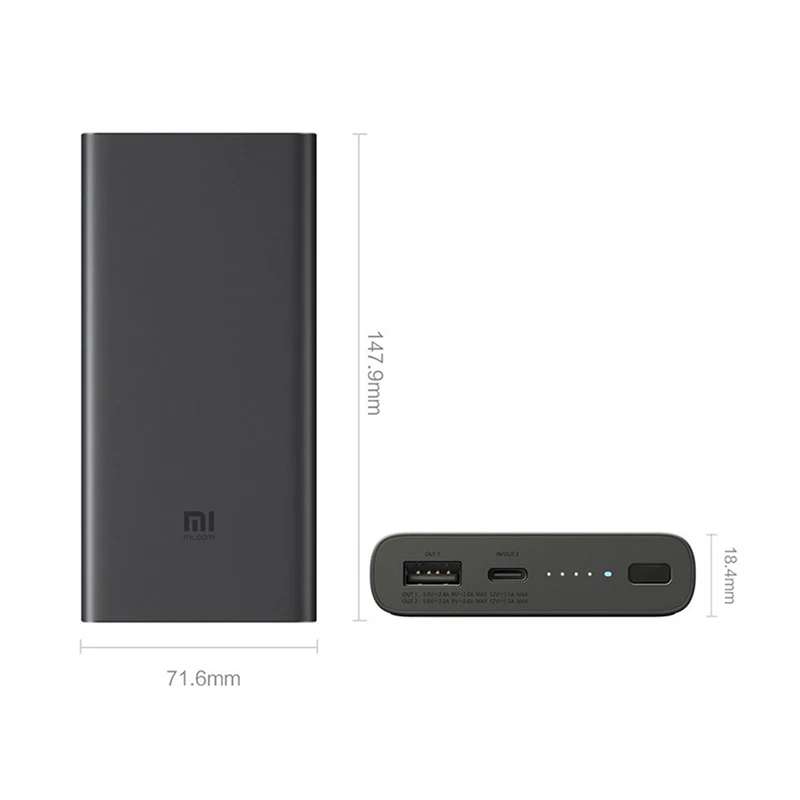 Xiaomi Беспроводной внешний аккумулятор 10000 мАч Qi быстрое зарядное устройство PLM11ZM