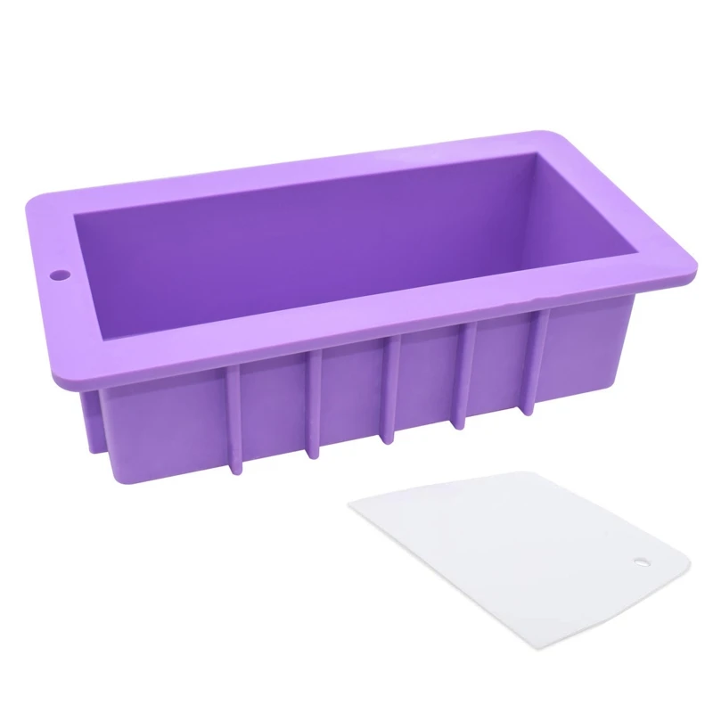 Silicone Soap Molds Rectangular Loaf Mold Plastic Scraper for Handmade Soap
