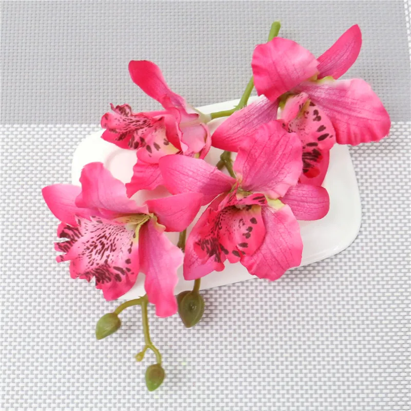 Модный искусственный цветок Cymbidium, Шелковая бабочка, Орхидея, шелк, цветочный букет, фаленопсис, 3D украшение для свадьбы, дома, Рождества - Цвет: A 3