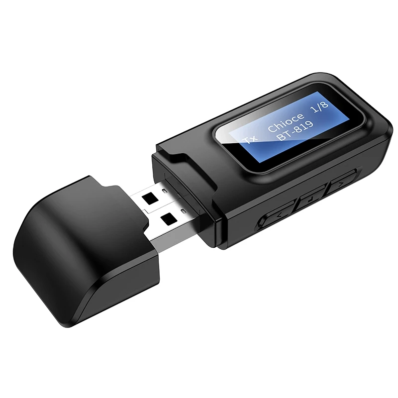 Bluetooth 5 0 приемник передатчик с ЖК дисплеем 3 мм AUX USB ключ стерео музыка