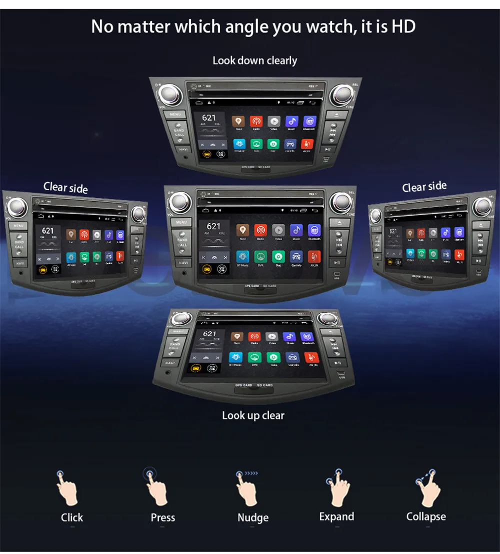 Sale 7" Quad Core Car DVD Player for Toyota Rav4 RAV 4 Android 9.1 2din Car Radio Audio Video Auto Stereo GPS Navigation WIFI 10