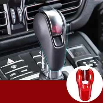 

For Porsche Macan Panamera Cayman 718 911 Boxster Real Red Carbon Fiber Gear Shift Knob Head Cover Trim Car Interior Accessories